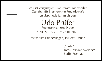 Traueranzeige von Udo Prüfer von Tagesspiegel