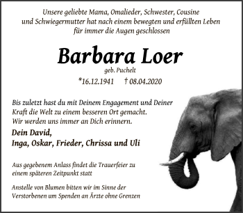 Traueranzeige von Barbara Loer von Tagesspiegel