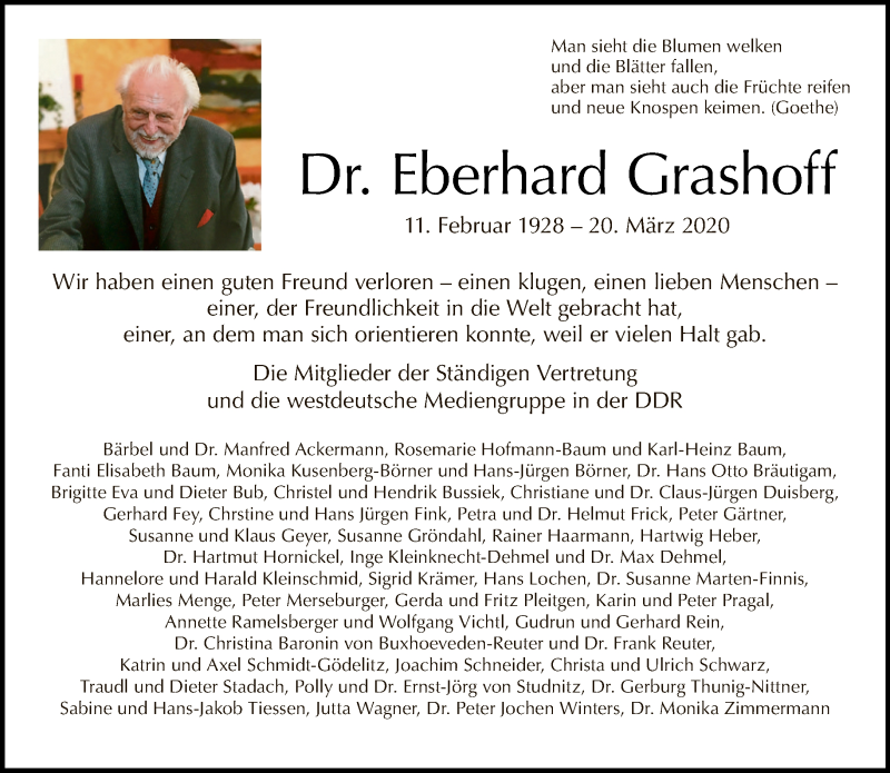  Traueranzeige für Eberhard Grashoff vom 05.04.2020 aus Tagesspiegel