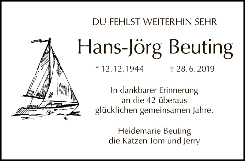  Traueranzeige für Hans-Jörg Beuting vom 28.06.2020 aus Tagesspiegel