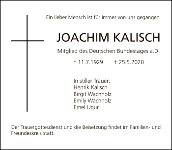 Traueranzeige von Joachim Kalisch von Tagesspiegel