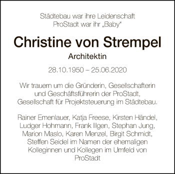 Traueranzeige von Christine von Strempel von Tagesspiegel