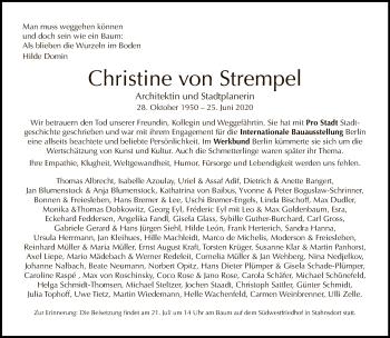 Traueranzeige von Christine von Strempel von Tagesspiegel