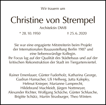 Traueranzeige von Christine von Strempel von Tagesspiegel