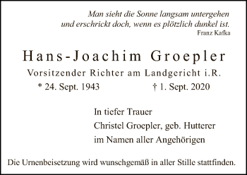 Traueranzeige von Hans-Joachim Groepler von Tagesspiegel