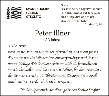 Traueranzeige von Peter Illner von Tagesspiegel