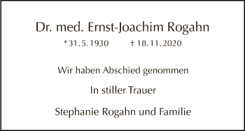 Traueranzeige von Ernst-Joachim Rogahn von Tagesspiegel