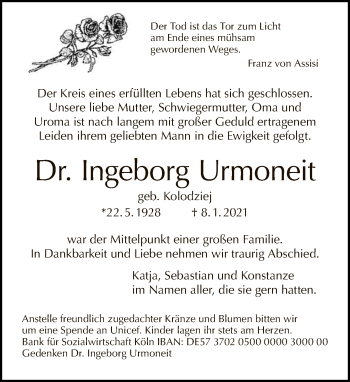 Traueranzeige von Ingeborg Urmoneit von Tagesspiegel