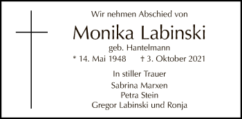 Traueranzeige von Monika Labinski von Tagesspiegel