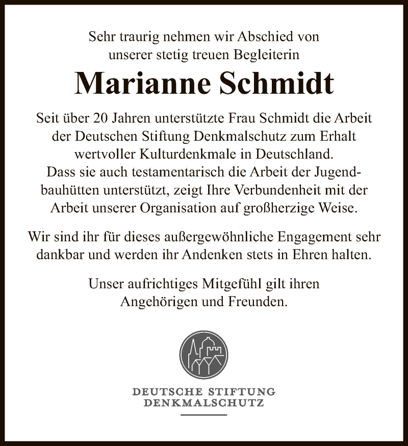  Traueranzeige für Marianne Schmidt vom 07.11.2021 aus Tagesspiegel