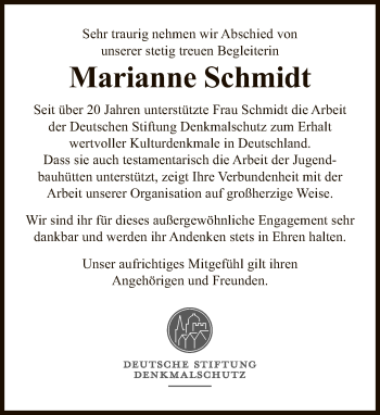 Traueranzeige von Marianne Schmidt von Tagesspiegel