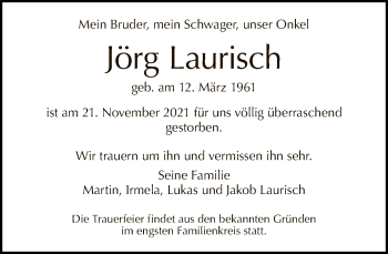 Traueranzeige von Jörg Laurisch von Tagesspiegel