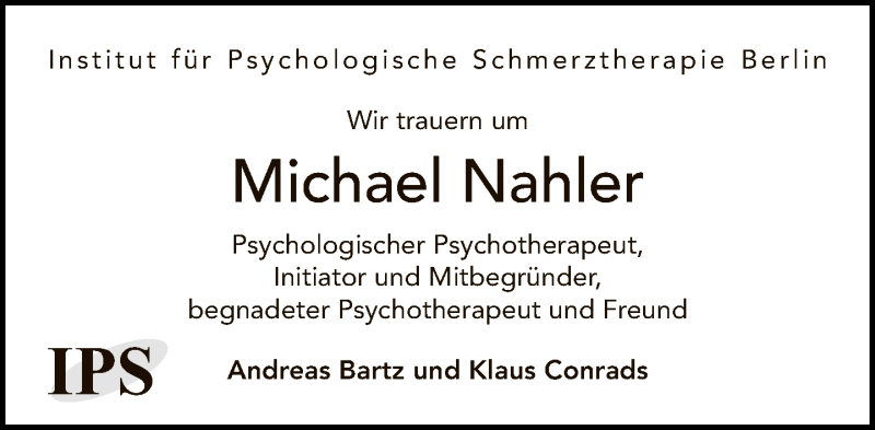  Traueranzeige für Michael Nahler vom 19.12.2021 aus Tagesspiegel