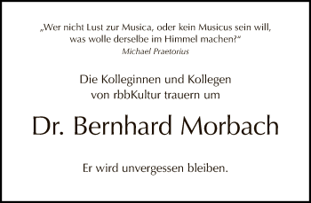 Traueranzeige von Bernhard Morbach von Tagesspiegel