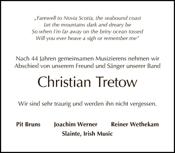 Traueranzeige von Christian Tretow von Tagesspiegel