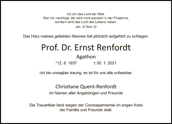 Traueranzeige von Ernst Renfordt von Tagesspiegel