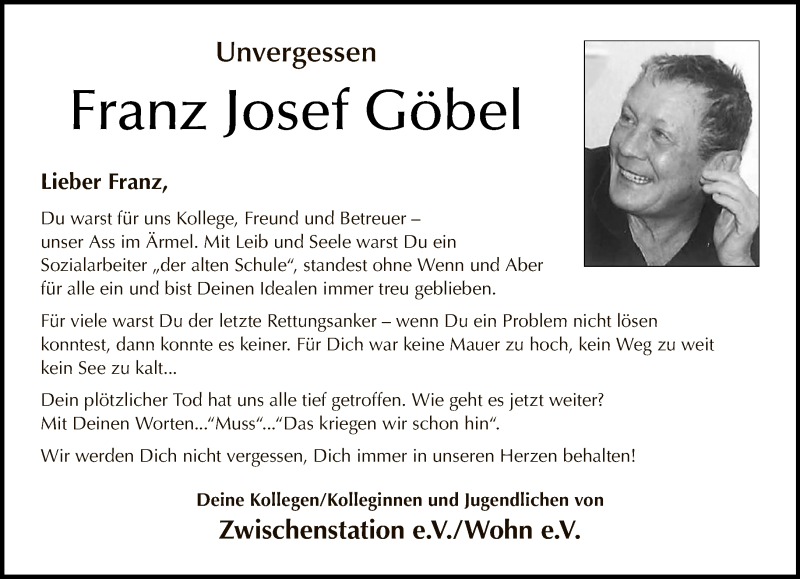  Traueranzeige für Franz Josef Göbel vom 21.02.2021 aus Tagesspiegel
