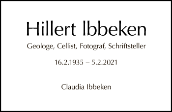 Traueranzeige von Hillert lbbeken von Tagesspiegel