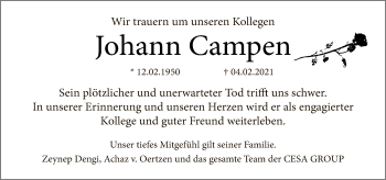 Traueranzeige von Johann Campen von Tagesspiegel