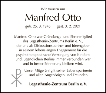 Traueranzeige von Manfred Otto von Tagesspiegel