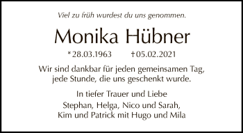 Traueranzeige von Monika Hübner von Tagesspiegel