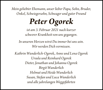 Traueranzeige von Peter Ogorek von Tagesspiegel