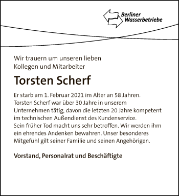 Traueranzeige von Torsten Scherf von Tagesspiegel