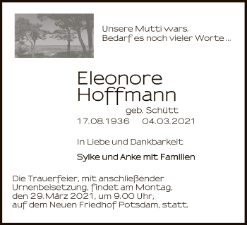 Traueranzeige von Eleonore Hoffmann von Tagesspiegel