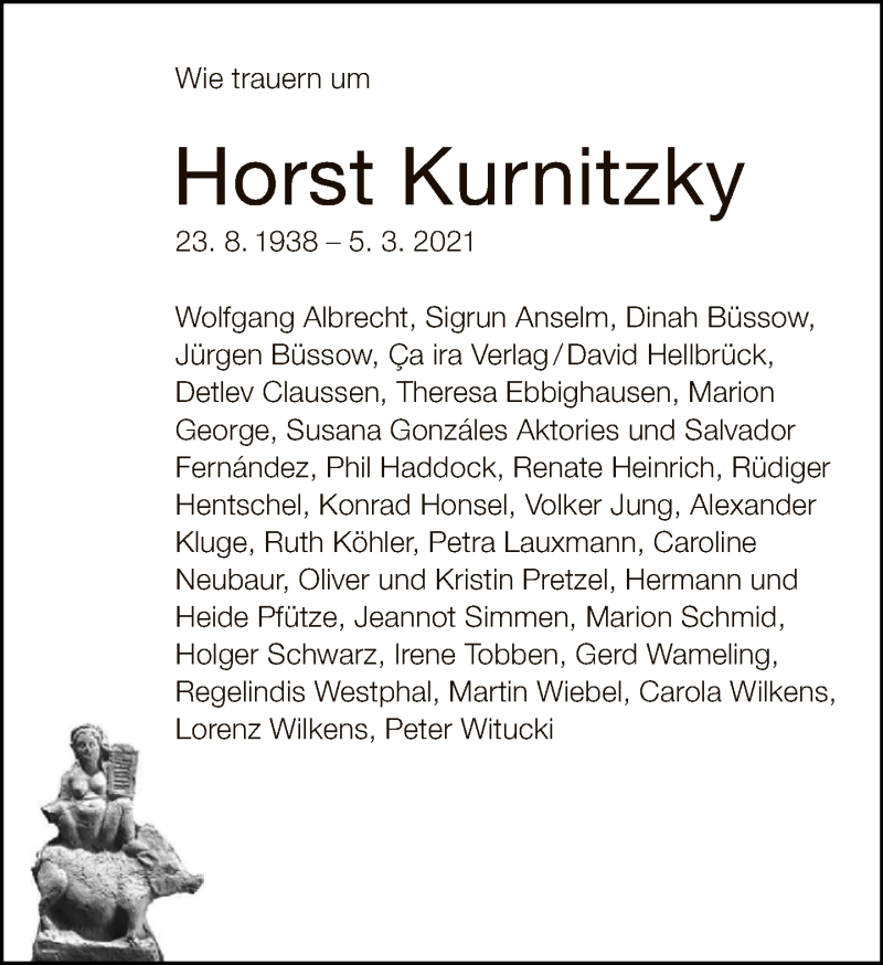  Traueranzeige für Horst Kurnitzky vom 14.03.2021 aus Tagesspiegel