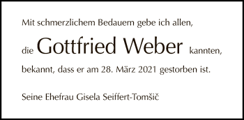 Traueranzeige von Gottfried Weber von Tagesspiegel