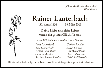 Traueranzeige von Rainer Lauterbach von Tagesspiegel