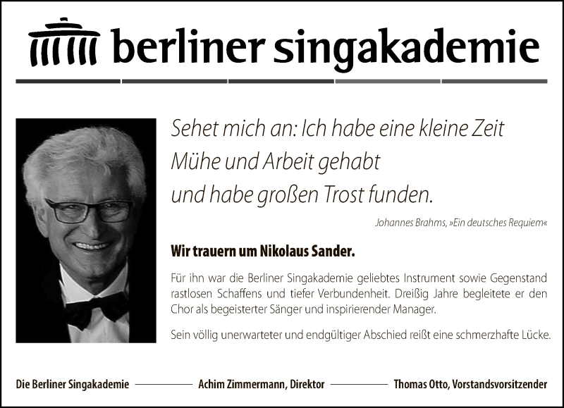  Traueranzeige für Nikolaus Sander vom 02.05.2021 aus Tagesspiegel