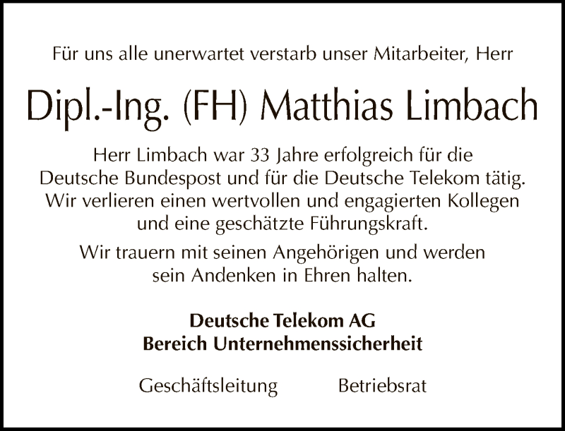  Traueranzeige für Matthias Limbach vom 13.07.2021 aus Tagesspiegel