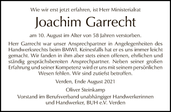 Traueranzeige von Joachim Garrecht von Tagesspiegel