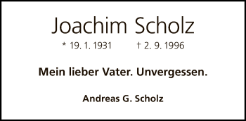 Traueranzeige von Joachim Scholz von Tagesspiegel