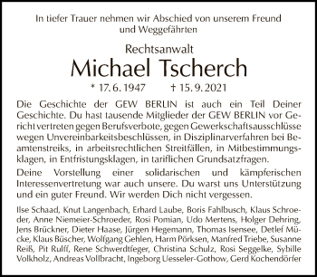 Traueranzeige von Michael Tscherch von Tagesspiegel