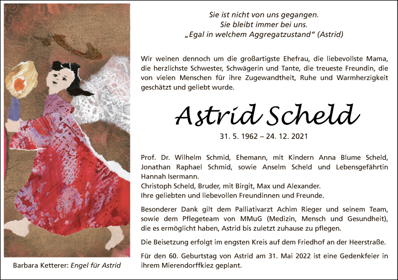  Traueranzeige für Astrid Scheld vom 02.01.2022 aus Tagesspiegel