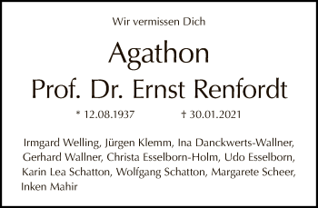 Traueranzeige von Ernst Renfordt von Tagesspiegel