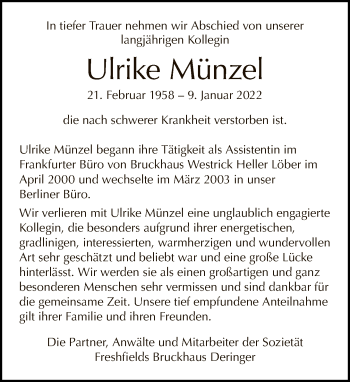 Traueranzeige von Ulrike Münzel von Tagesspiegel