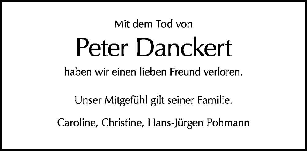  Traueranzeige für Peter Danckert vom 13.11.2022 aus Tagesspiegel