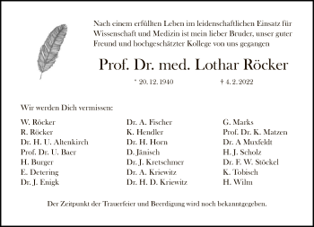 Traueranzeige von Lothar Röcker von Tagesspiegel