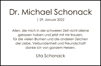 Traueranzeige von Michael Schonack von Tagesspiegel