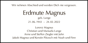 Traueranzeige von Erdmute Magnus von Tagesspiegel