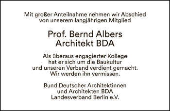 Traueranzeige von Bernd Albers von Tagesspiegel