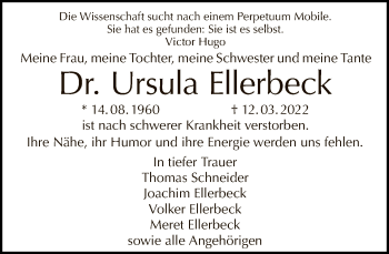 Traueranzeige von Ursula Ellerbeck von Tagesspiegel