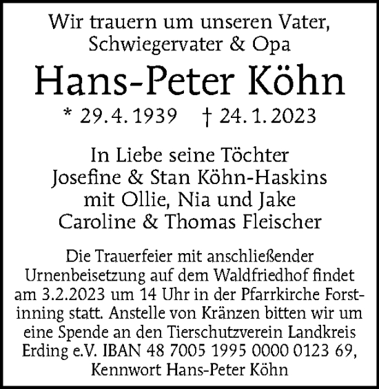 Traueranzeige von Hans-Peter Köhn von Tagesspiegel