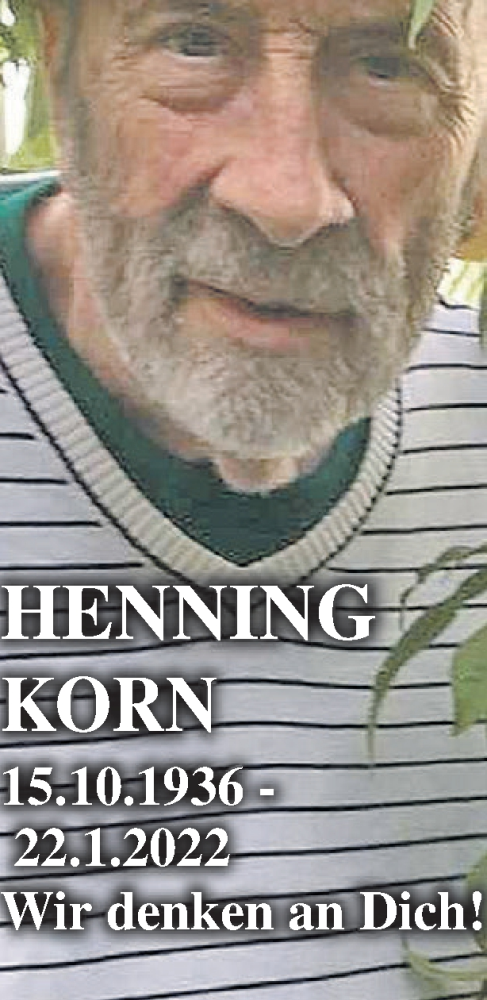  Traueranzeige für Henning Korn vom 22.01.2023 aus Tagesspiegel
