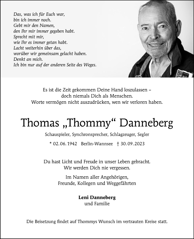  Traueranzeige für Thomas Danneberg vom 15.10.2023 aus Tagesspiegel