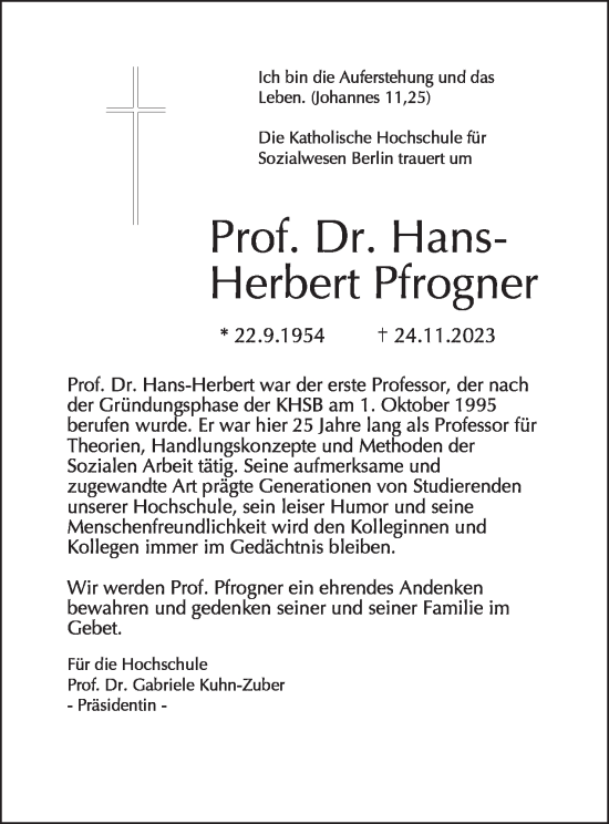 Traueranzeige von Hans-Herbert Pfrogner von Tagesspiegel
