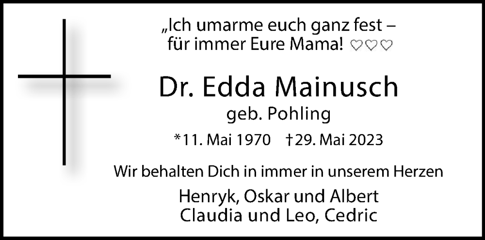  Traueranzeige für Edda Mainusch vom 18.06.2023 aus Tagesspiegel